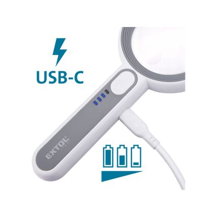 Extol - Dimmable LED Rechargeable Magnifier with LED Lighting/650 mAh White/Gray
