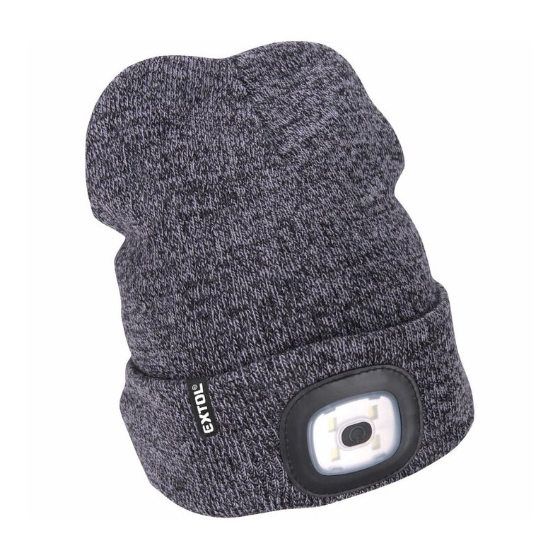 Extol - Hat with a headlamp and USB charging 300 mAh grey size UNI