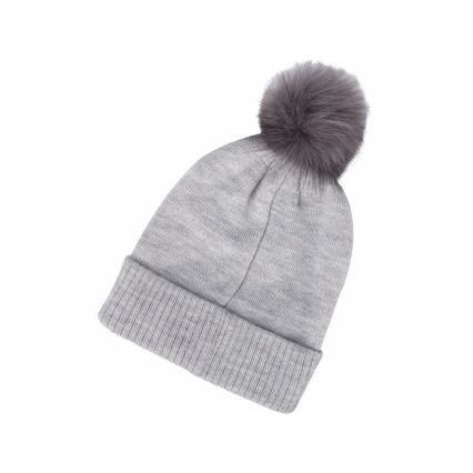 Extol - Hat with a headlamp and USB charging 300 mAh grey with pompom size UNI