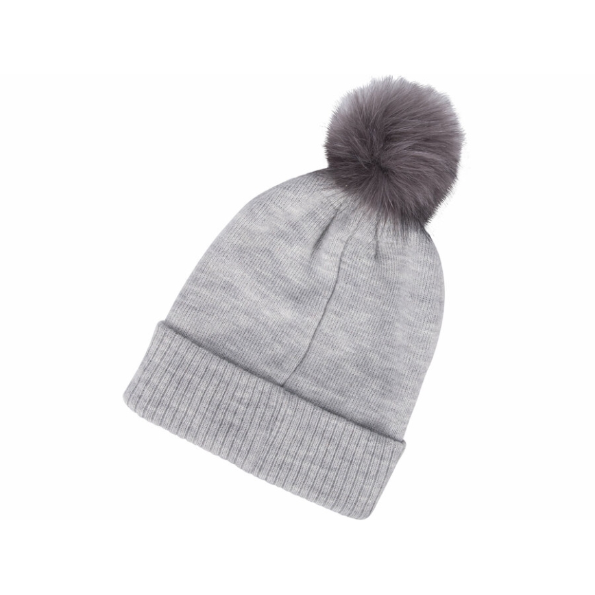 Extol - Hat with a headlamp and USB charging 300 mAh grey with pompom size UNI