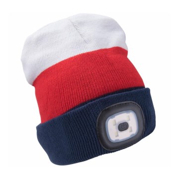 Extol - Hat with a headlamp and USB charging 300 mAh white/red/blue size UNI