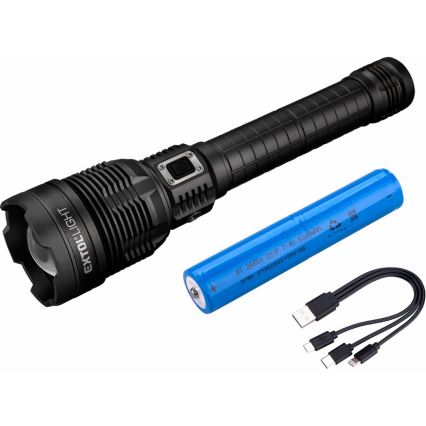 Extol - LED Dimmable rechargeable flashlight with a power bank LED/60W/10000 mAh 8000 lm IPX4 black