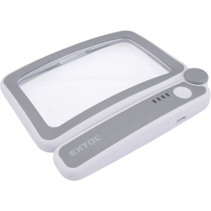 Extol - Dimmable LED Rechargeable Folding Magnifier with LED Lighting, 650 mAh, White/Grey