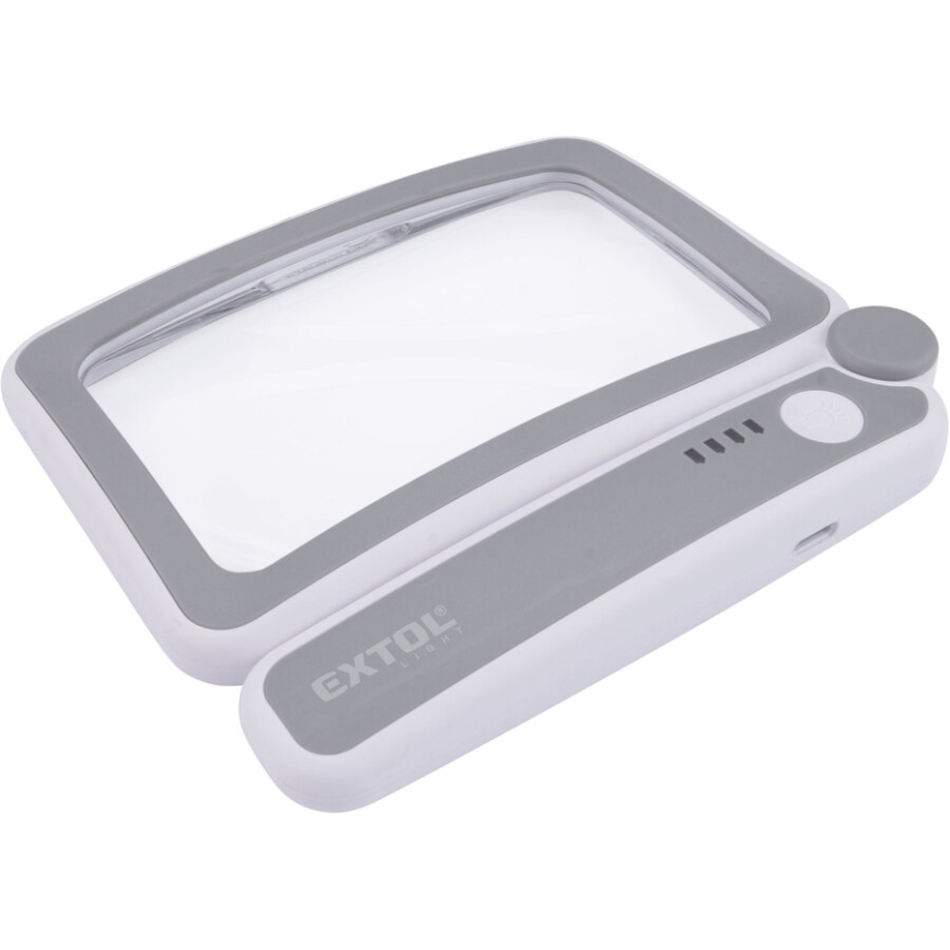 Extol - Dimmable LED Rechargeable Folding Magnifier with LED Lighting, 650 mAh, White/Grey
