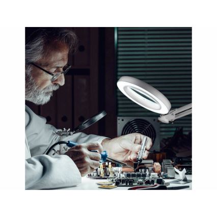 Extol - LED Dimmable table lamp with a magnifying glass LED/8W/5V 2900/4500/7500K white