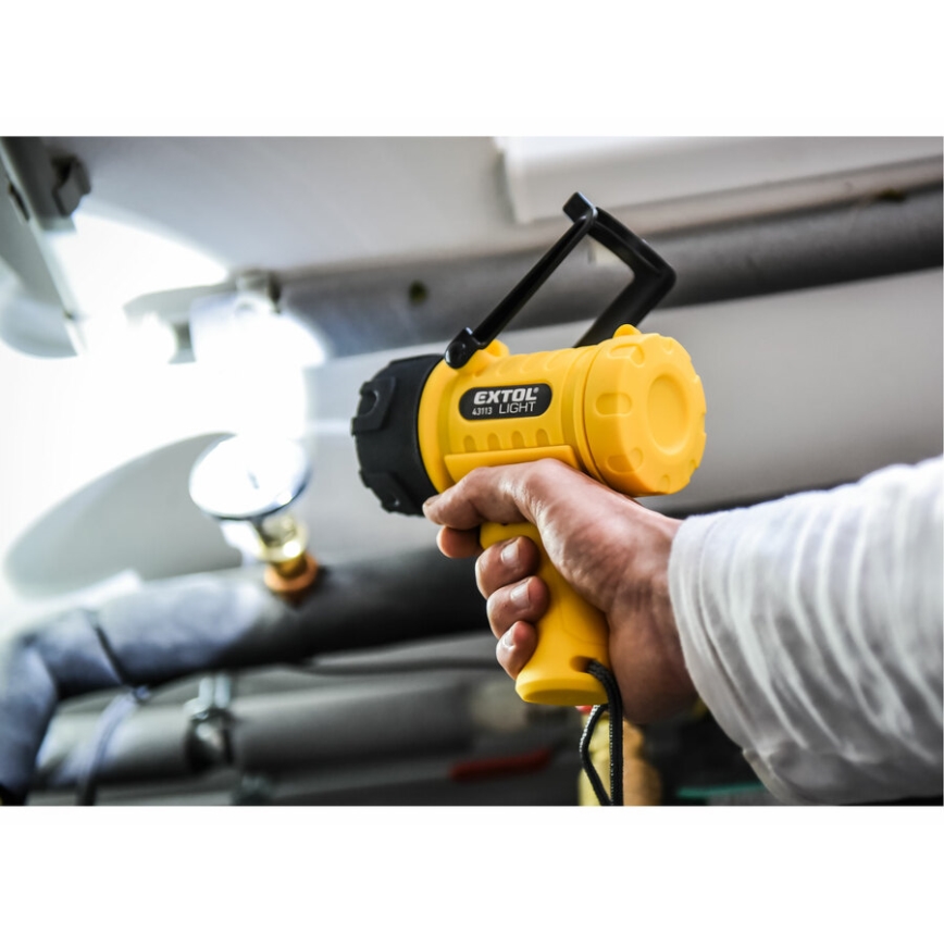 Extol - LED Flashlight LED/5W/4xAA IP67 yellow/black