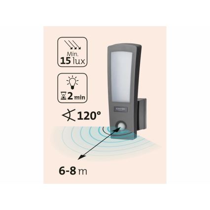 Extol - LED Outdoor wall light with sensor LED/15W/230V IP65