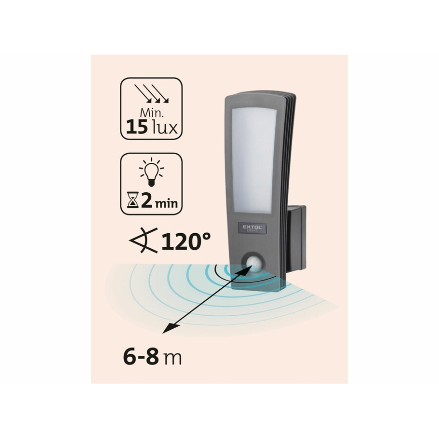 Extol - LED Outdoor wall light with sensor LED/15W/230V IP65