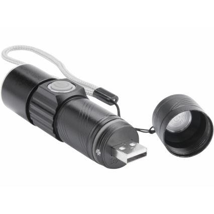 Extol - LED Rechargeable flashlight LED/3W/450 mAh/3,7V black