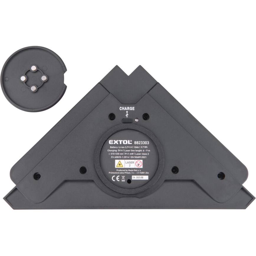 Extol Premium - 90° Laser Square with Electric Suction-Cup Module 5V/1000 mAh