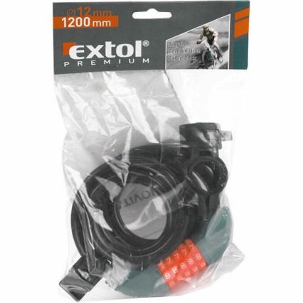 Extol Premium - Bicycle lock with cable 12x1200 mm and 5-digit combination