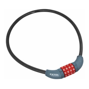 Extol Premium - Bike lock with a string 10x650 mm and a four-digit code