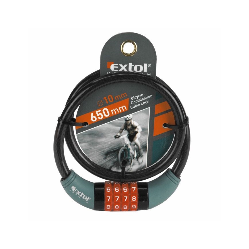 Extol Premium - Bike lock with a string 10x650 mm and a four-digit code