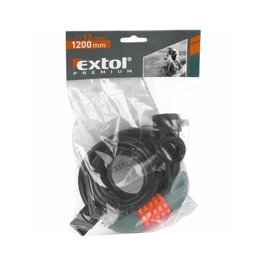 Extol Premium - Bike lock with a string 12x1200 mm and a four-digit code