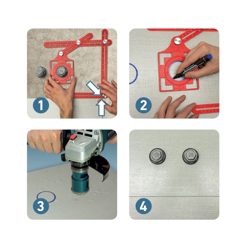 Extol Premium - Metal template for transferring angles and positions with a locator