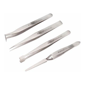 Extol Premium - Set of stainless steel tweezers 4 pcs