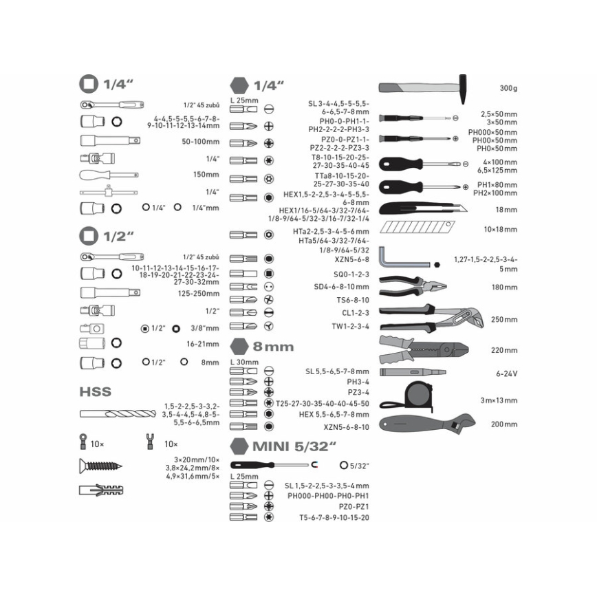 Extol - Set of tools 303 pcs