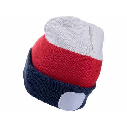Extol - USB-rechargeable Beanie with Headlamp, 300 mAh, white/red/blue, one size