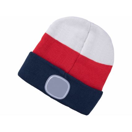 Extol - USB-rechargeable Beanie with Headlamp, 300 mAh, white/red/blue, one size