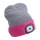 Extol - USB-Rechargeable Headlamp Beanie, 300 mAh, Grey/Pink, One Size
