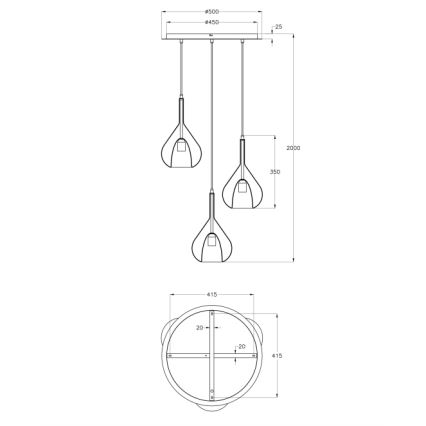 Fabas Luce 3481-47-297 - Chandelier on a string LILA 3xE27/40W/230V gold/grey/clear