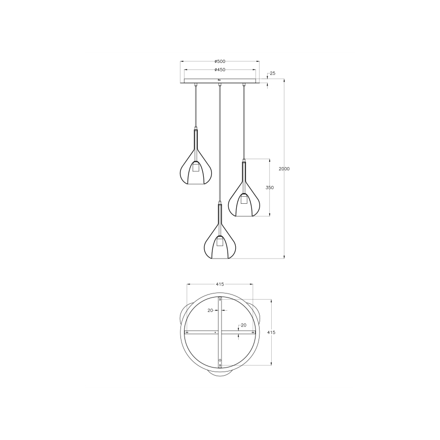 Fabas Luce 3481-47-297 - Chandelier on a string LILA 3xE27/40W/230V gold/grey/clear