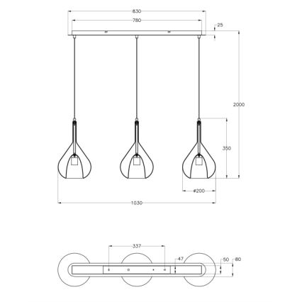Fabas Luce 3481-48-297 - Chandelier on a string LILA 3xE27/40W/230V clear/gold/grey