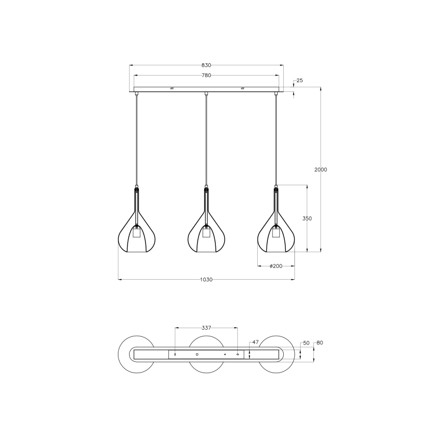 Fabas Luce 3481-48-297 - Chandelier on a string LILA 3xE27/40W/230V clear/gold/grey