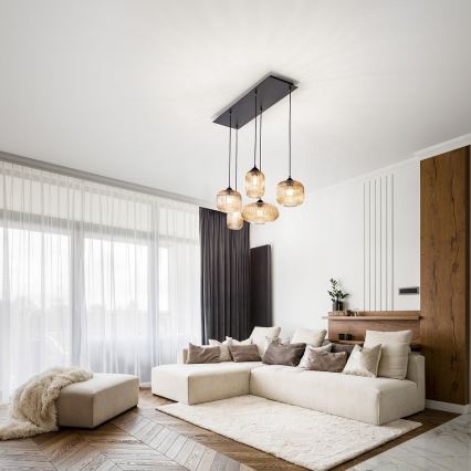 Fabas Luce 3627-48-125 - Chandelier on a string GILLIS 5xE27/40W/230V gold/black