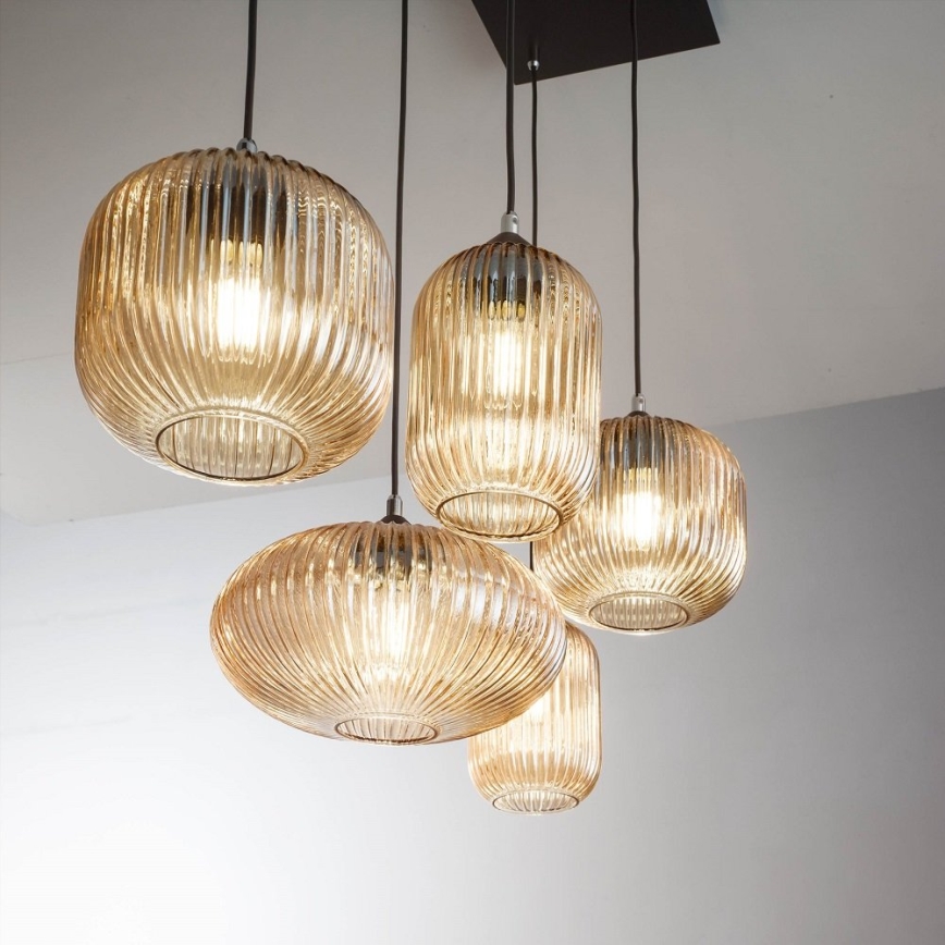 Fabas Luce 3627-48-125 - Chandelier on a string GILLIS 5xE27/40W/230V gold/black