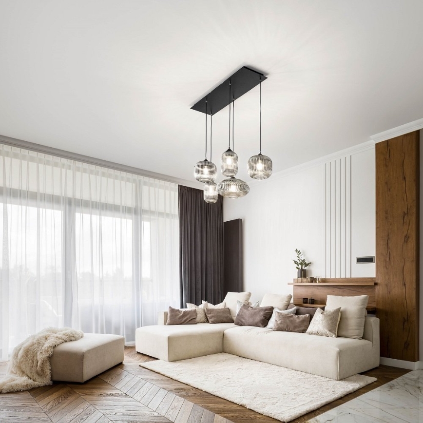 Fabas Luce 3627-48-126 - Chandelier on a string GILLIS 5xE27/40W/230V grey/black