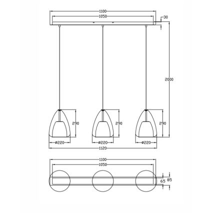 Fabas Luce 3673-48-125 - Chandelier on a string BRITTON 3xE27/40W/230V gold