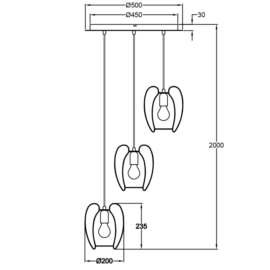 Fabas Luce 3677-47-102 - Chandelier on a string CAMP 3xE27/40W/230V white