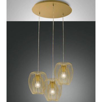 Fabas Luce 3677-47-225 - Chandelier on a string CAMP 3xE27/40W/230V golden
