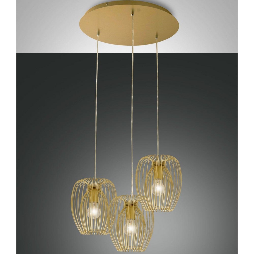 Fabas Luce 3677-47-225 - Chandelier on a string CAMP 3xE27/40W/230V golden