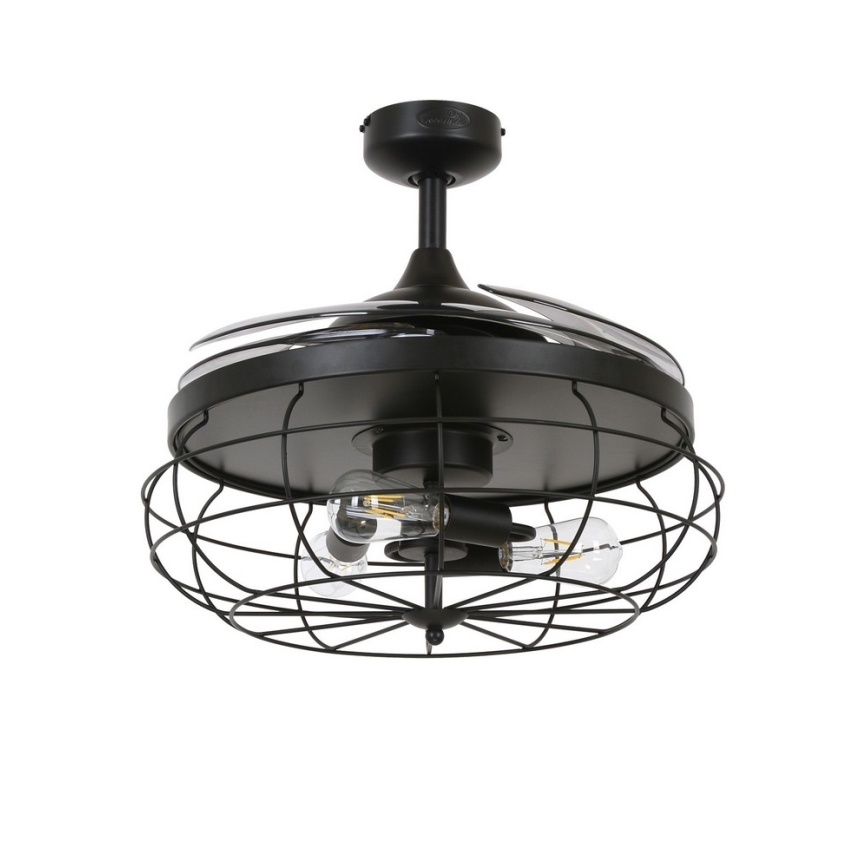 FANAWAY 212920 - LED Ceiling fan INDUSTRI 3xE27/4W/230V black + remote control