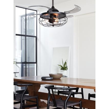 FANAWAY 212920 - LED Ceiling fan INDUSTRI 3xE27/4W/230V black + remote control