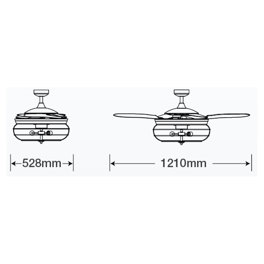 FANAWAY 212920 - LED Ceiling fan INDUSTRI 3xE27/4W/230V black + remote control
