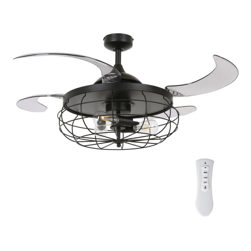 FANAWAY 212920 - LED Ceiling fan INDUSTRI 3xE27/4W/230V black + remote control