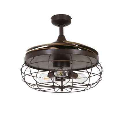 FANAWAY 212921 - LED Ceiling fan INDUSTRI 3xE27/4W/230V brown + remote control