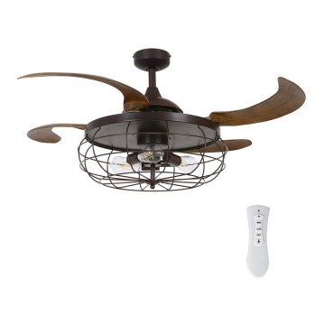 FANAWAY 212921 - LED Ceiling fan INDUSTRI 3xE27/4W/230V brown + remote control