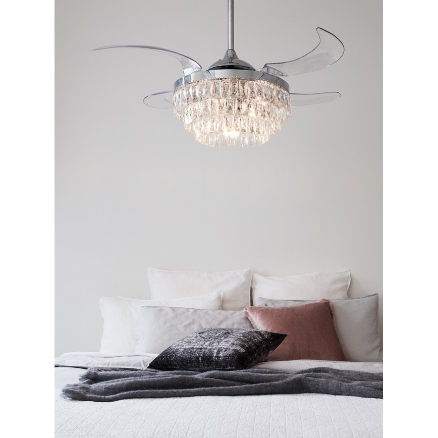 FANAWAY 212923 - LED Ceiling fan VEIL 6xE14/4,5W/230V shiny chrome + remote control