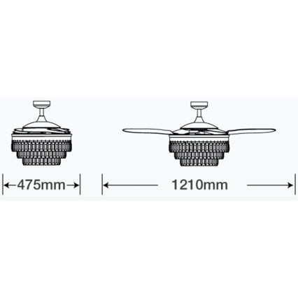 FANAWAY 212923 - LED Ceiling fan VEIL 6xE14/4,5W/230V shiny chrome + remote control