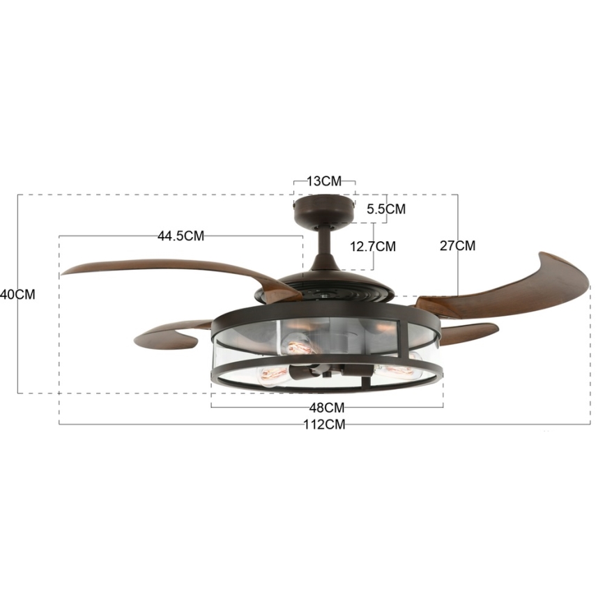 FANAWAY 212925 - LED Ceiling fan CLASSIC 3xE27/4W/230V brown + remote control