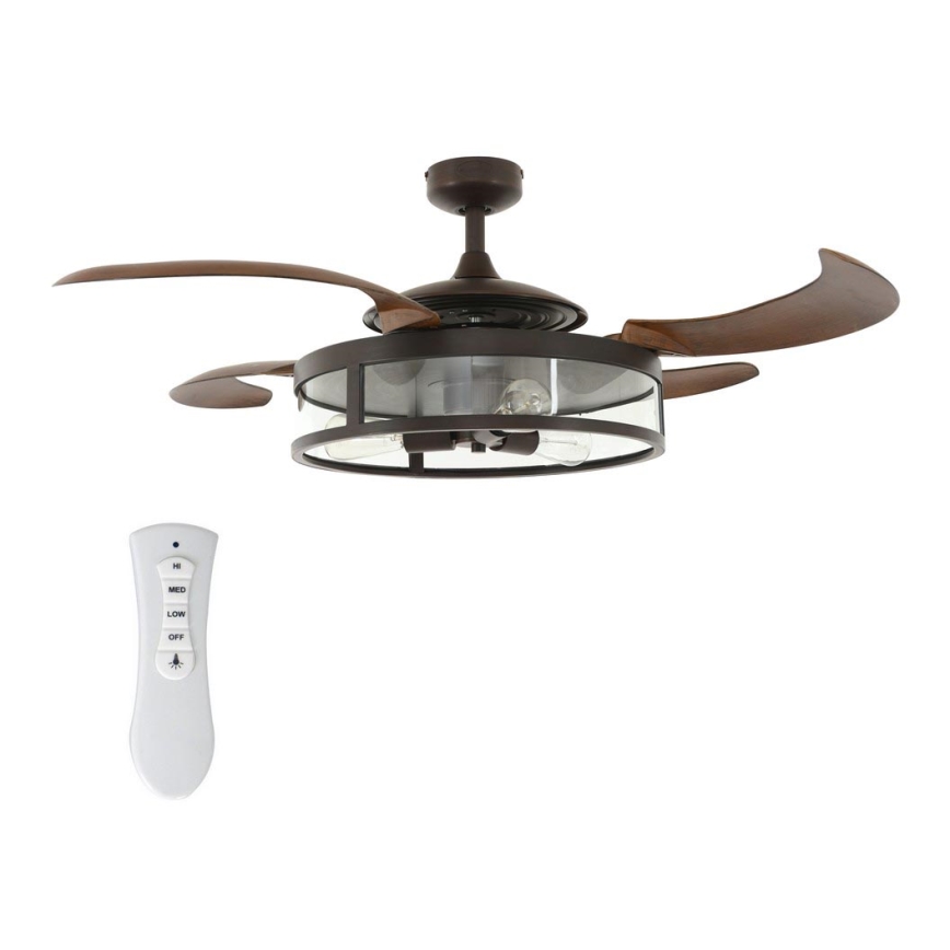 FANAWAY 212925 - LED Ceiling fan CLASSIC 3xE27/4W/230V brown + remote control