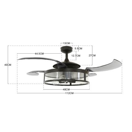 FANAWAY 212927 - LED Ceiling fan CLASSIC 3xE27/4W/230V black + remote control