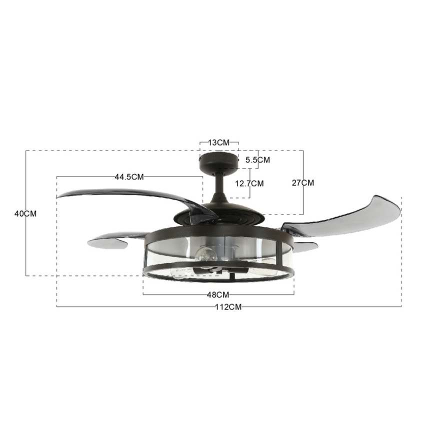 FANAWAY 212927 - LED Ceiling Fan CLASSIC 3xE27/4W/230V black diameter 112 cm + remote control