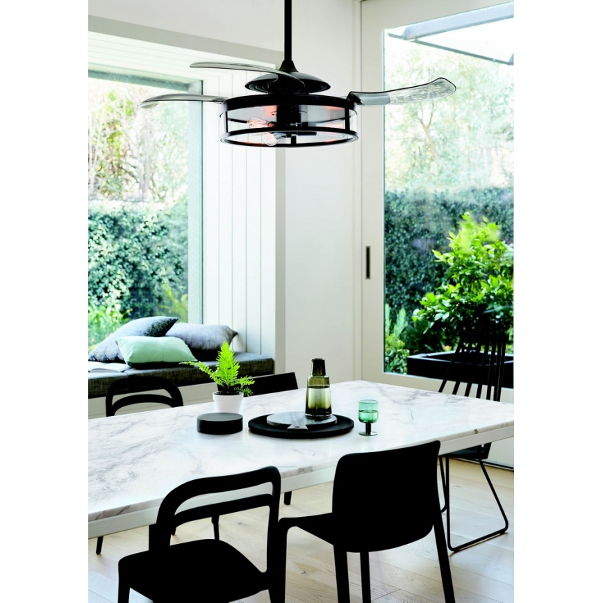 FANAWAY 212927 - LED Ceiling Fan CLASSIC 3xE27/4W/230V black diameter 112 cm + remote control