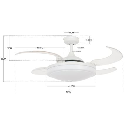 FANAWAY 212980 - Ceiling fan EVORA 2xE27/15W/230V white + remote control