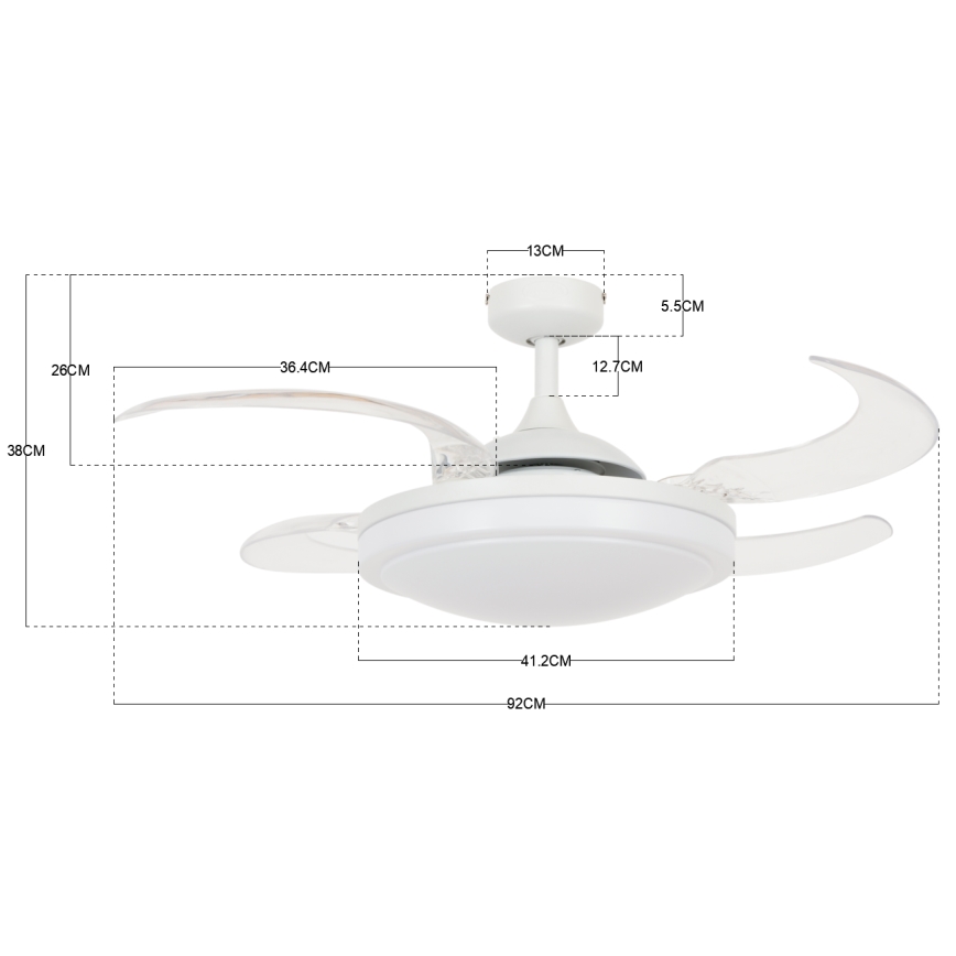 FANAWAY 212980 - Ceiling fan EVORA 2xE27/15W/230V white + remote control
